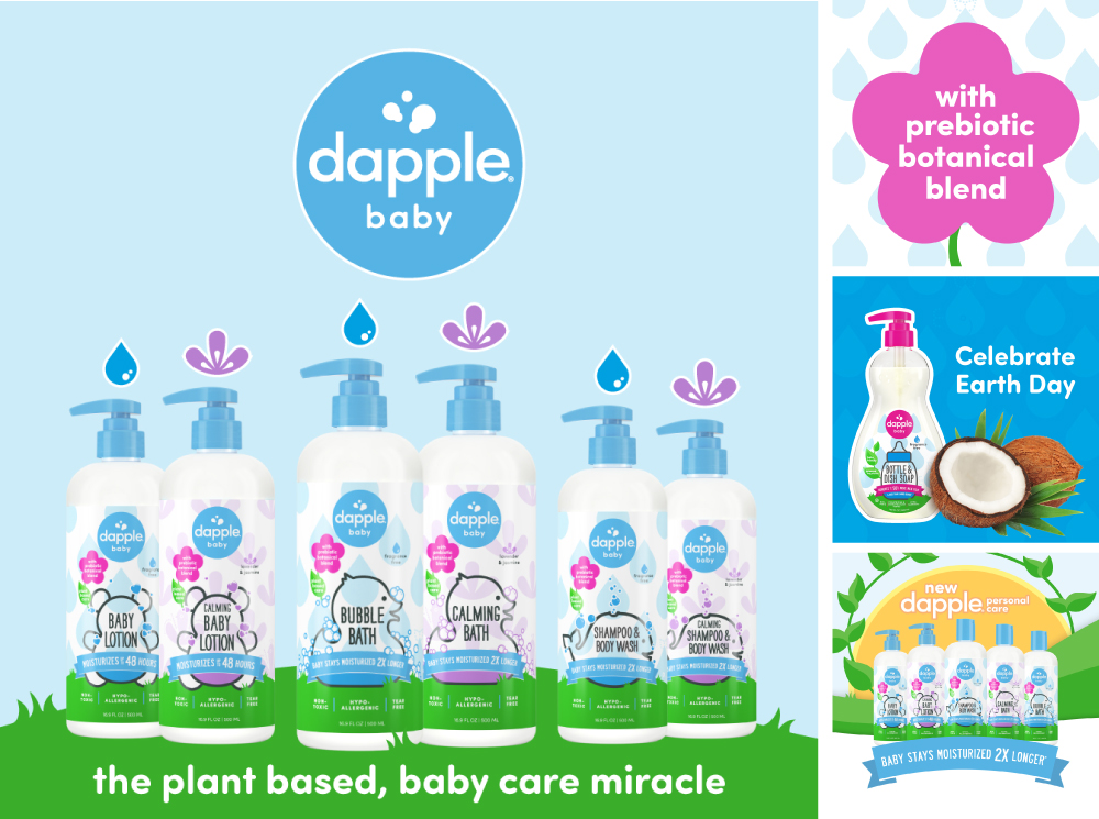 A cluster of four different Dapple Baby social posts.